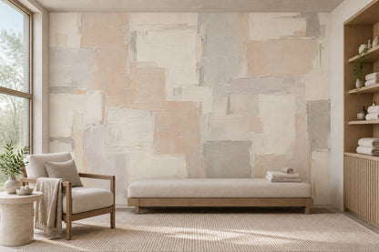 Layered Neutral Blocks Wallpaper Textured Geometric Wall Mural