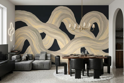 Interlacing Ribbons Wallpaper Dark Background Wall Mural
