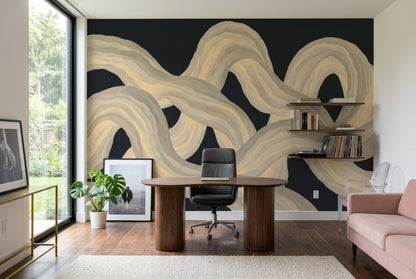 Interlacing Ribbons Wallpaper Dark Background Wall Mural