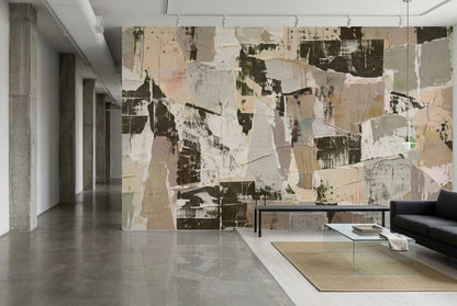 Torn Paper Collage Wallpaper Neutral Grunge Wall Mural