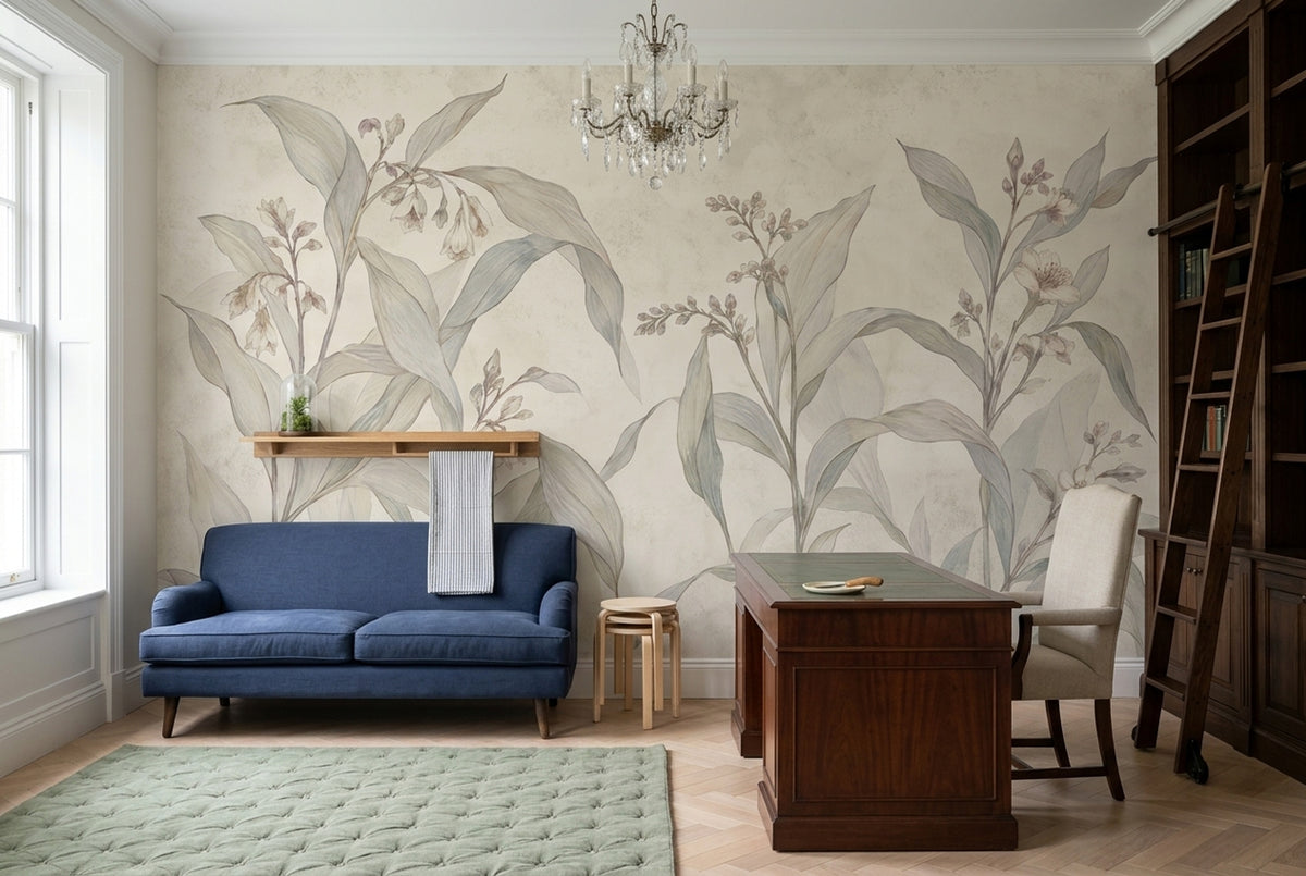 Delicate Wildflower Stems Wallpaper Watercolor Botanical Wall Mural
