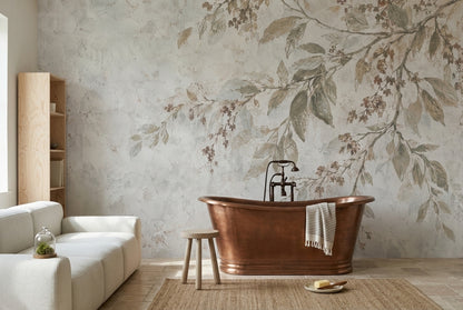 Distressed Botanical Branches Wallpaper French Country Wall Mural