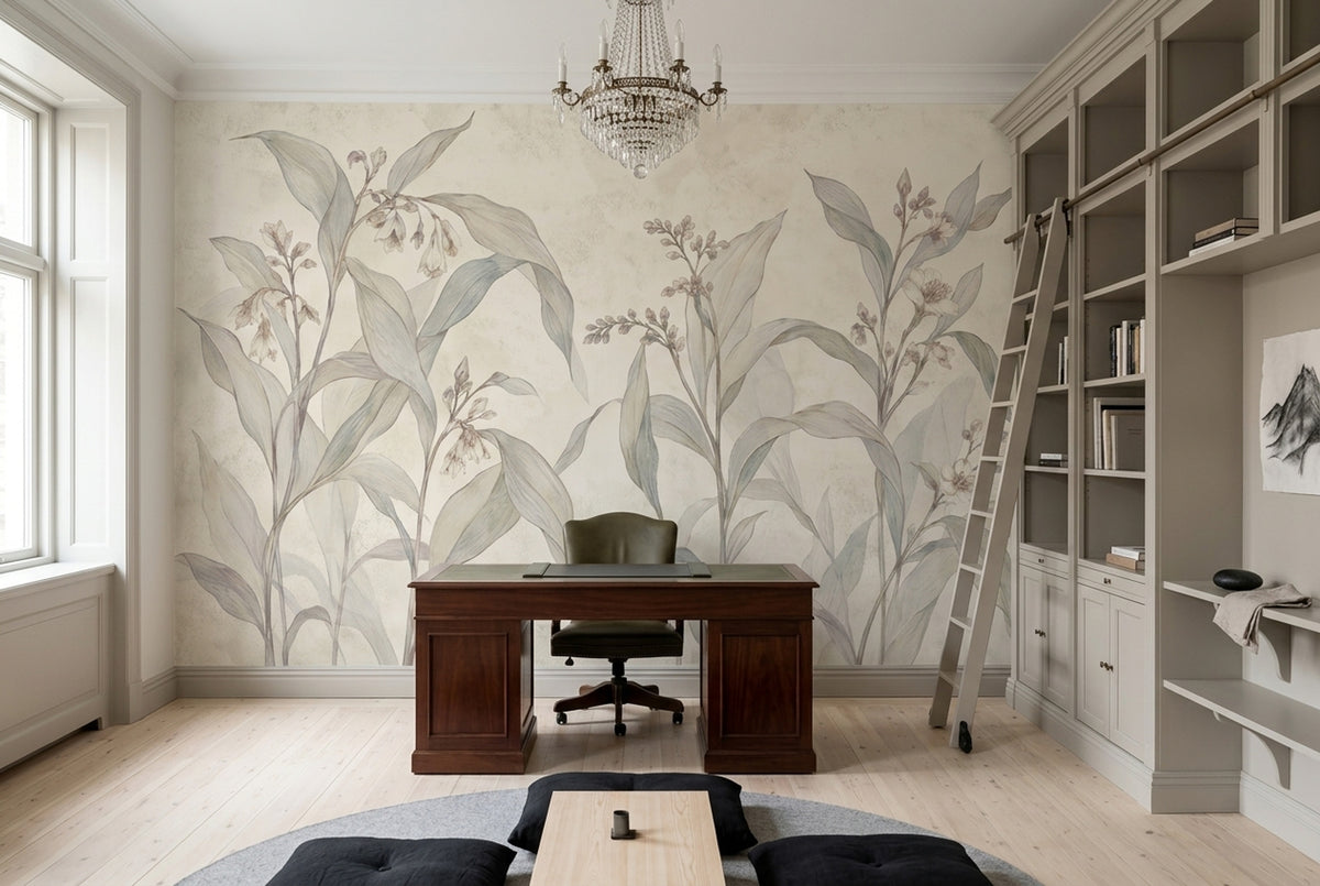 Delicate Wildflower Stems Wallpaper Watercolor Botanical Wall Mural