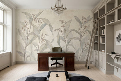 Delicate Wildflower Stems Wallpaper Watercolor Botanical Wall Mural