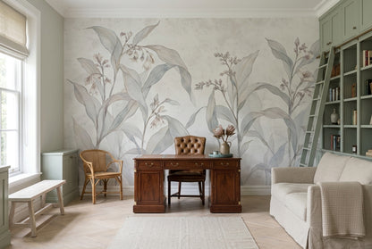 Delicate Botanical Stems Wallpaper Watercolor Floral Wall Mural