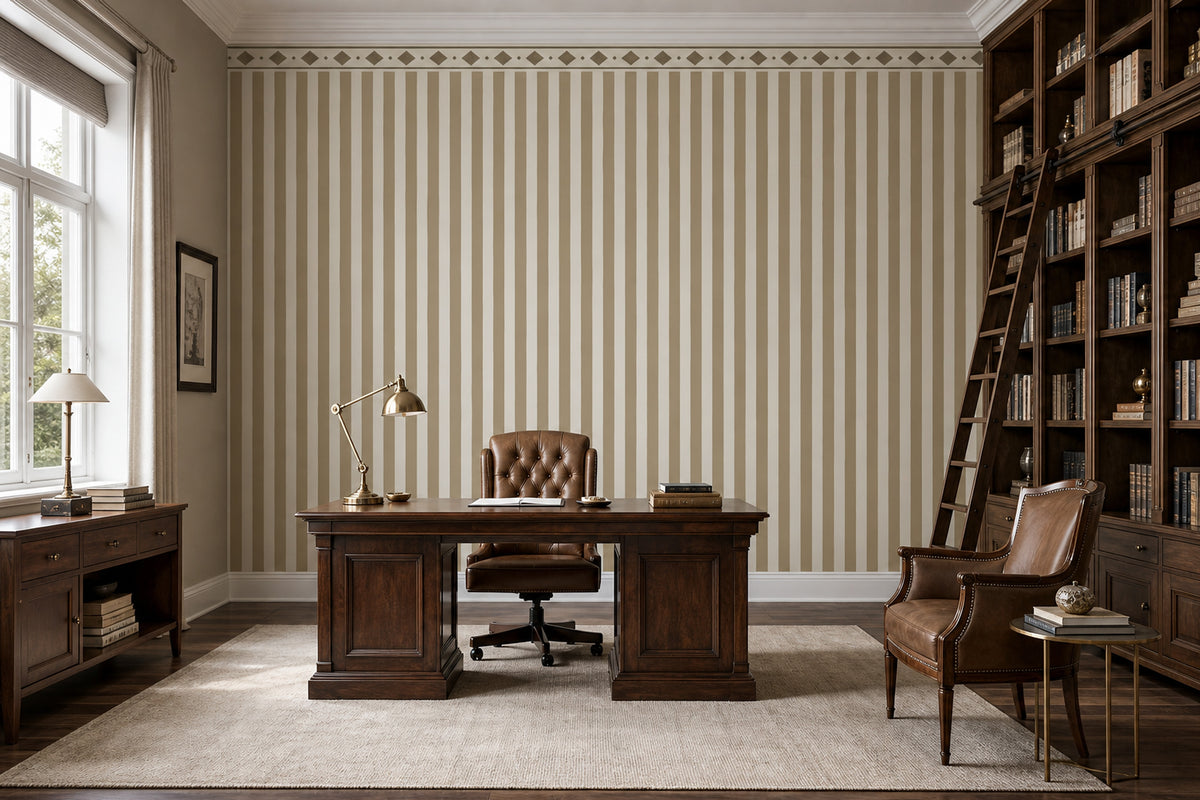 Diamond Trellis Stripes Wallpaper Neutral Border Wall Mural