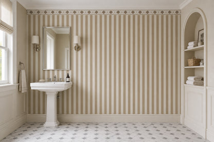 Diamond Trellis Stripes Wallpaper Neutral Border Wall Mural
