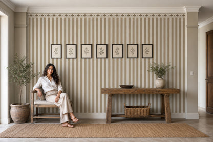 Diamond Trellis Stripes Wallpaper Neutral Border Wall Mural