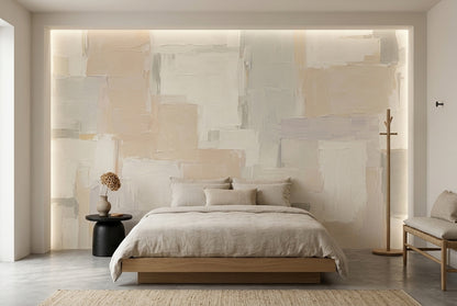 Layered Neutral Blocks Wallpaper Textured Geometric Wall Mural