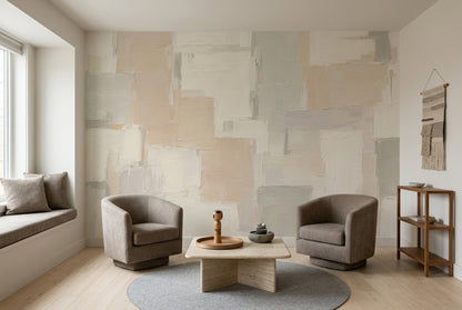 Layered Neutral Blocks Wallpaper Textured Geometric Wall Mural
