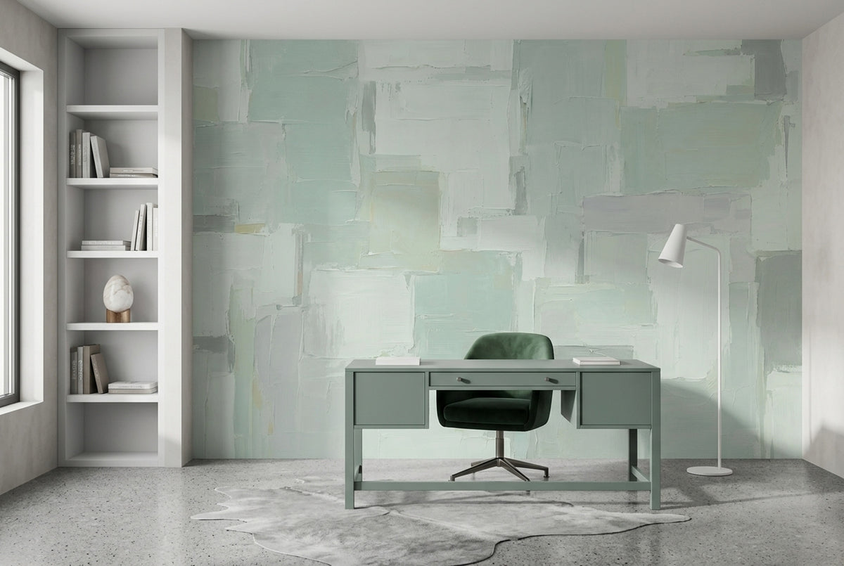 Mint Geometric Blocks Wallpaper Painted Texture Wall Mural