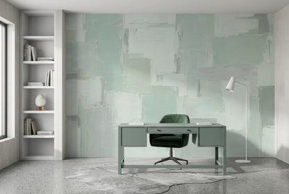 Mint Geometric Blocks Wallpaper Painted Texture Wall Mural