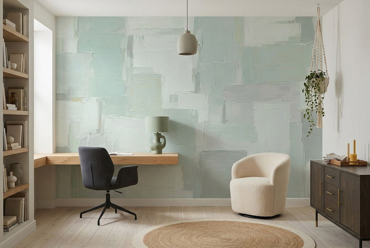 Mint Geometric Blocks Wallpaper Painted Texture Wall Mural