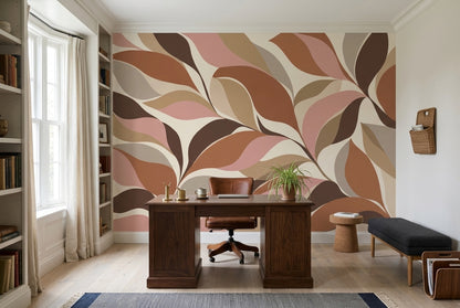 Abstract Leaf Shapes Wallpaper Mid Century Modern Wall Mural