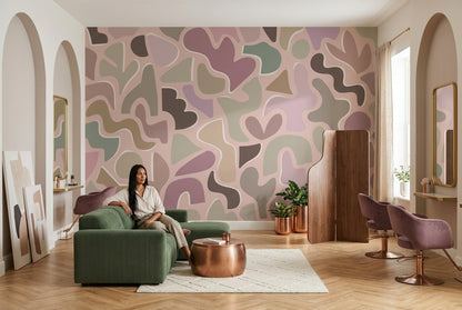 Organic Abstract Shapes Wallpaper Pastel Contours Wall Mural