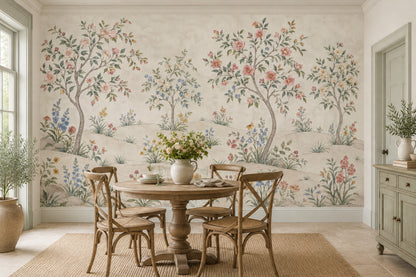 Flowering Trees Wallpaper Chinoiserie Botanical Wall Mural