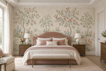 Flowering Trees Wallpaper Chinoiserie Botanical Wall Mural
