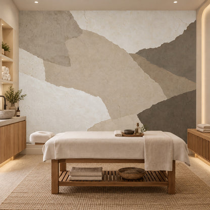Layered Torn Paper Texture Wallpaper Neutral Beige Wall Mural