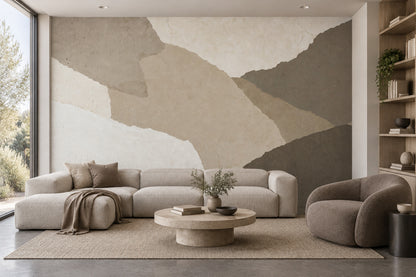 Layered Torn Paper Texture Wallpaper Neutral Beige Wall Mural