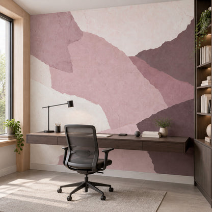 Layered Pink Paper Collage Wallpaper Textured Abstract Wall Mural