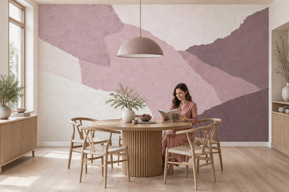 Layered Pink Paper Collage Wallpaper Textured Abstract Wall Mural