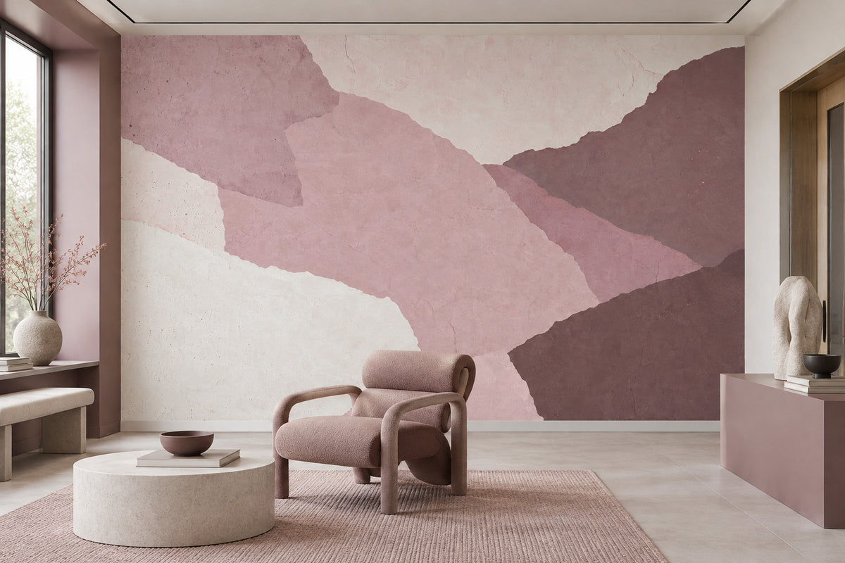 Layered Pink Paper Collage Wallpaper Textured Abstract Wall Mural