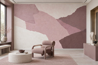 Layered Pink Paper Collage Wallpaper Textured Abstract Wall Mural
