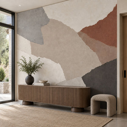 Layered Paper Texture Shapes Wallpaper Modern Neutral Wall Mural