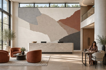 Layered Paper Texture Shapes Wallpaper Modern Neutral Wall Mural