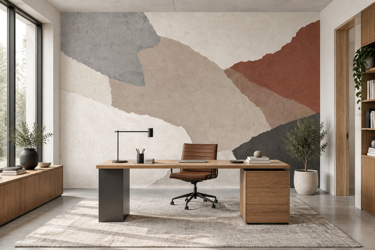 Layered Paper Texture Shapes Wallpaper Modern Neutral Wall Mural