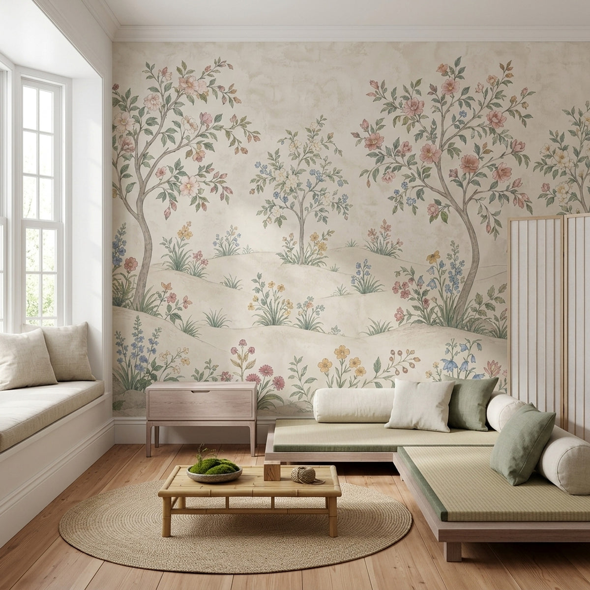 Flowering Trees Wallpaper Chinoiserie Botanical Wall Mural