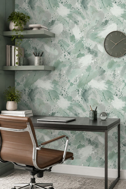 Sage Leaf Sketches Wallpaper Watercolor Brush Strokes