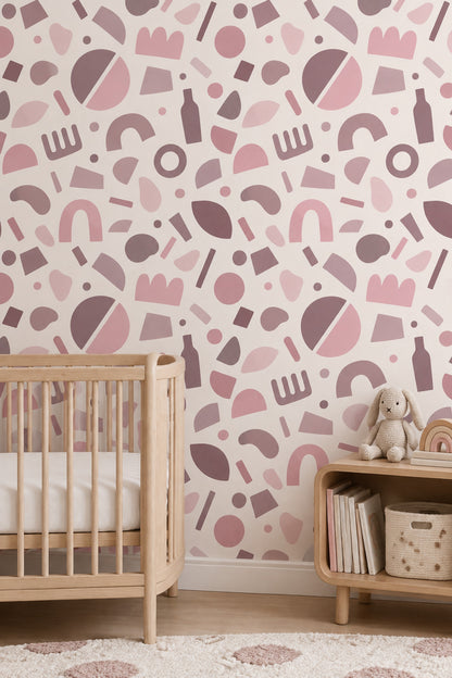 Pastel Arches And Circles Wallpaper Mauve Pink Geometric