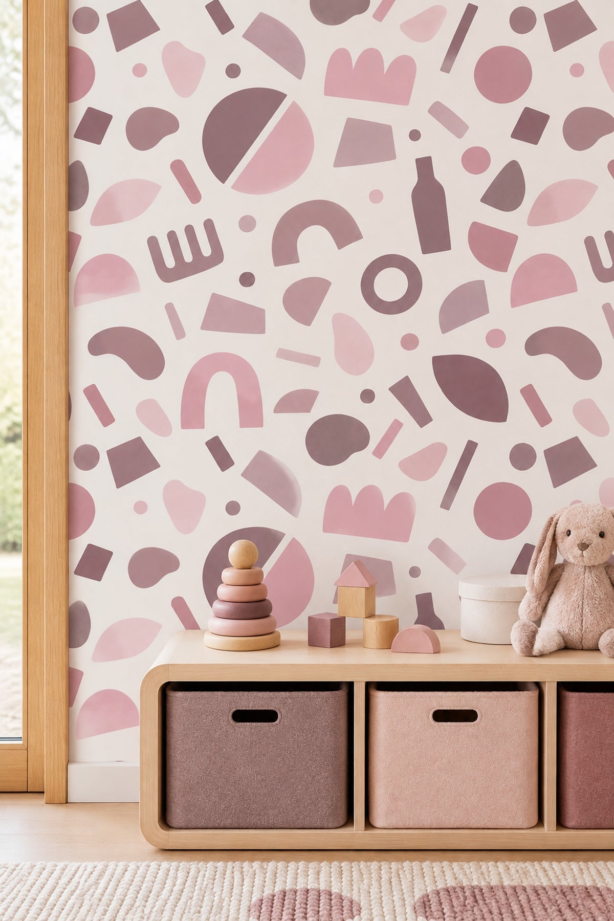 Pastel Arches And Circles Wallpaper Mauve Pink Geometric