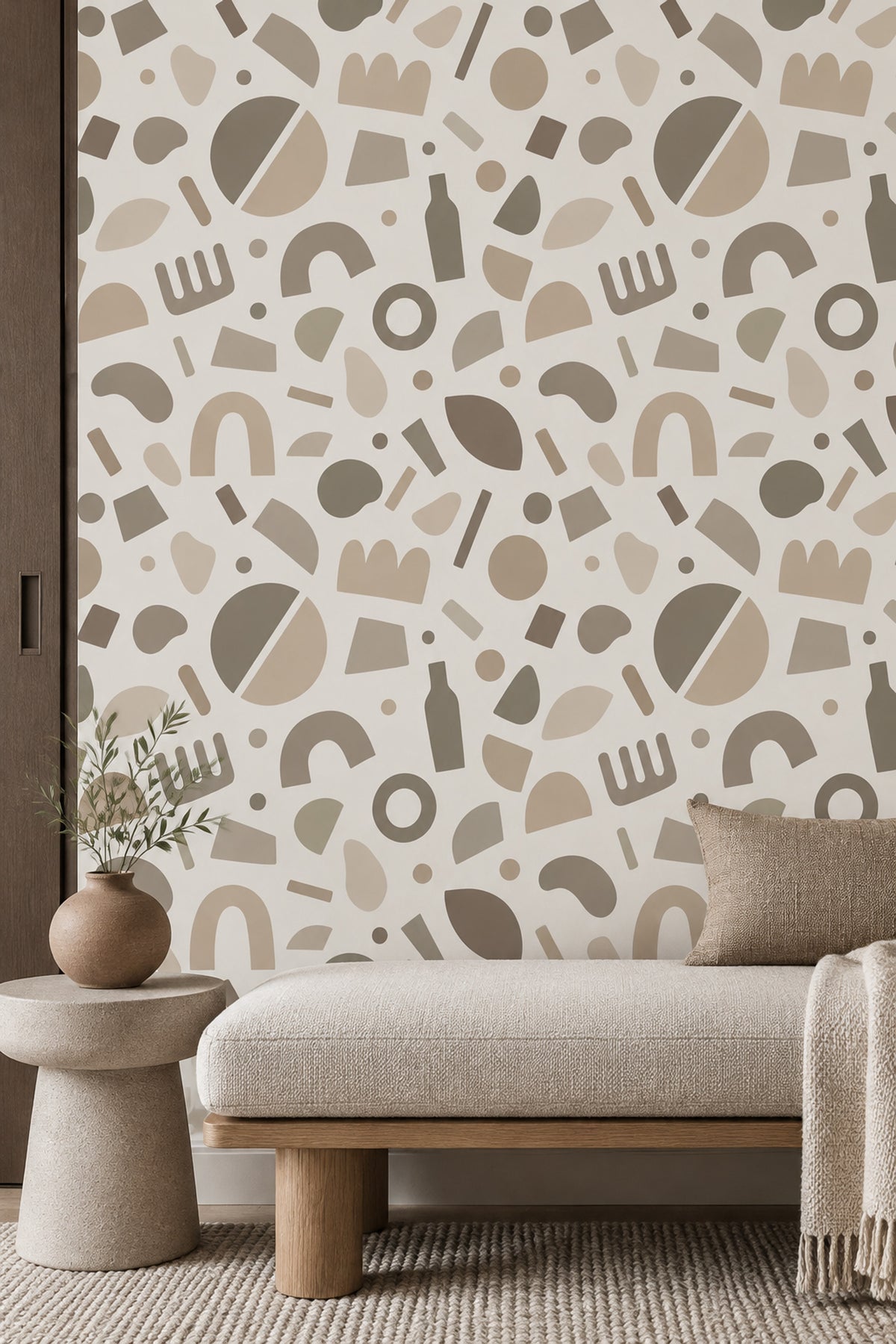 Neutral Arches And Circles Wallpaper Beige Ivory Abstract Geometric