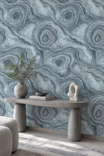 Abstract Marble Veins Wallpaper Blue Gray Watercolor Texture