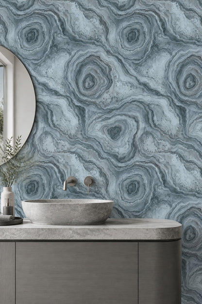 Abstract Marble Veins Wallpaper Blue Gray Watercolor Texture