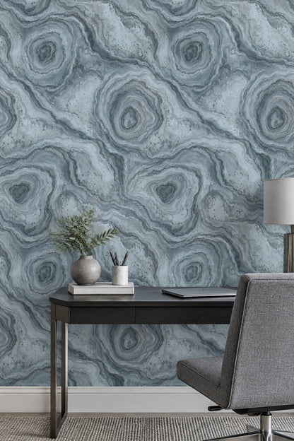 Abstract Marble Veins Wallpaper Blue Gray Watercolor Texture