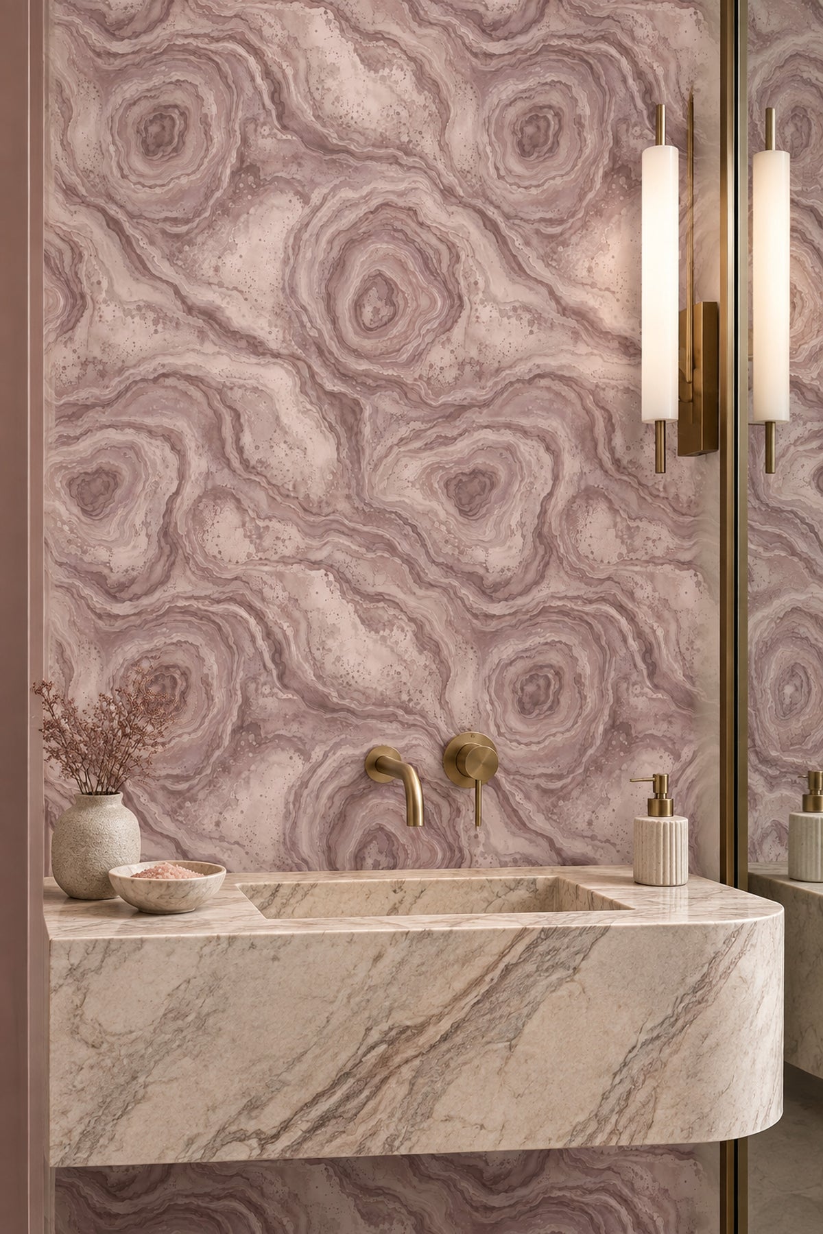 Pink Marble Agate Ring Wallpaper Mauve Watercolor Stone Texture