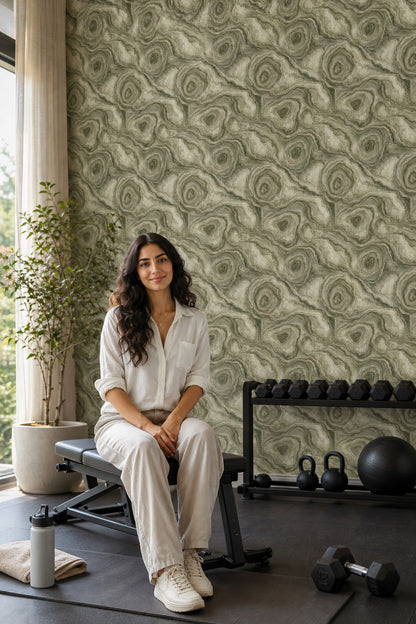 Sage Green Marble Veins Wallpaper Organic Agate Rings