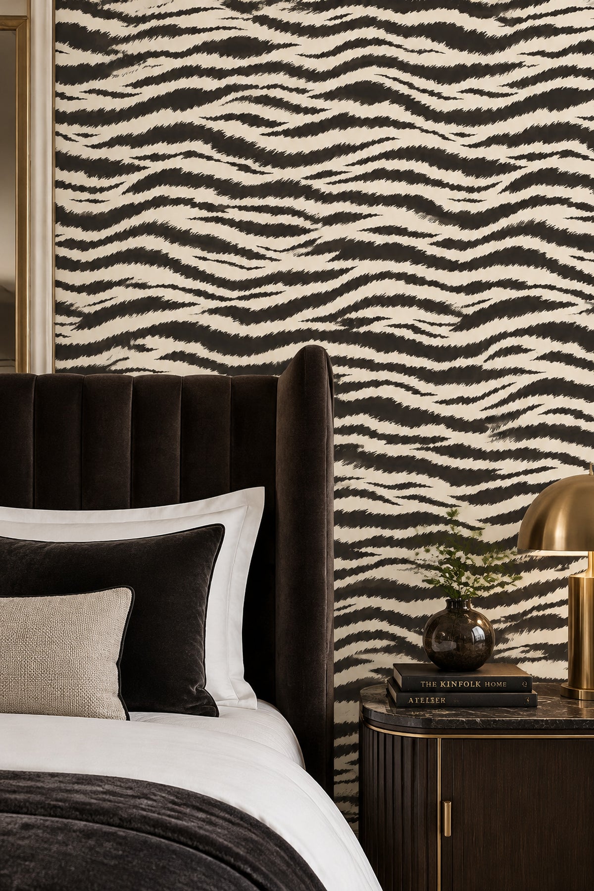 Zebra Print Wallpaper Black Stripes On Ivory Background