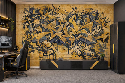 Graffiti Monkey And Skull Wallpaper Brick Wall Street Art Wall Mural