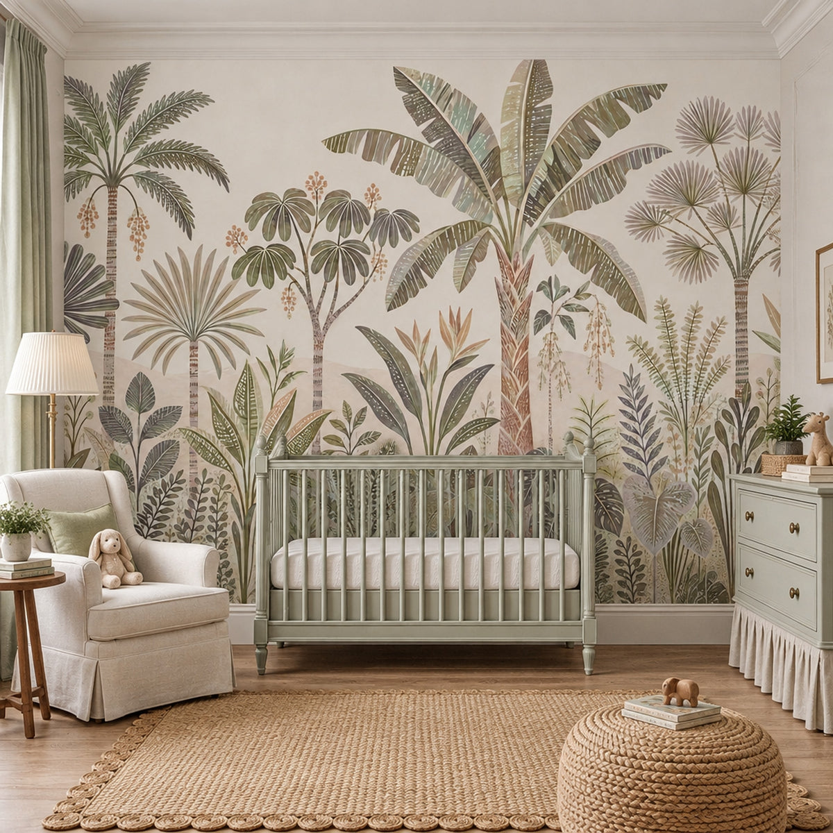 Layered Palm Trees Wallpaper Vintage Botanical Wall Mural