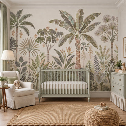 Layered Palm Trees Wallpaper Vintage Botanical Wall Mural