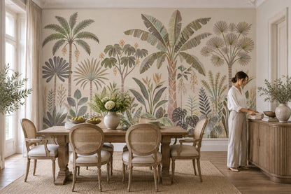 Layered Palm Trees Wallpaper Vintage Botanical Wall Mural
