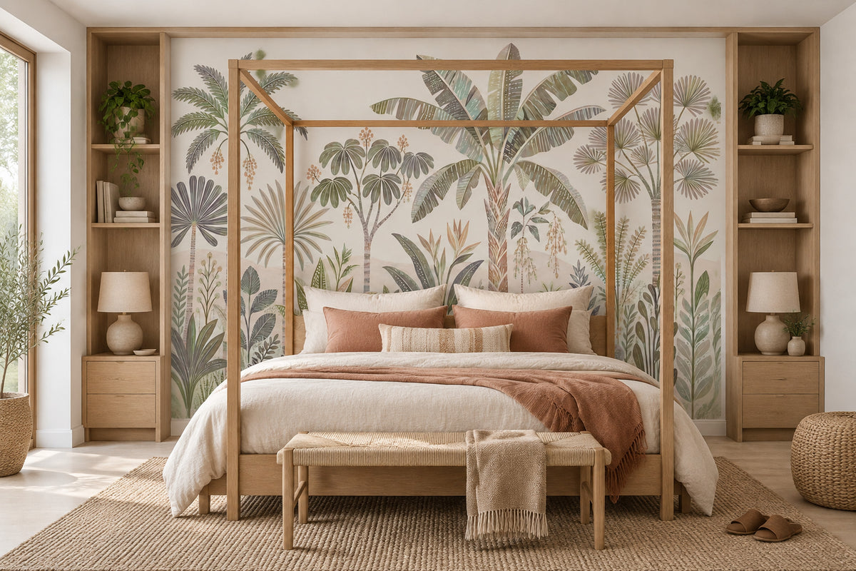 Layered Palm Trees Wallpaper Vintage Botanical Wall Mural