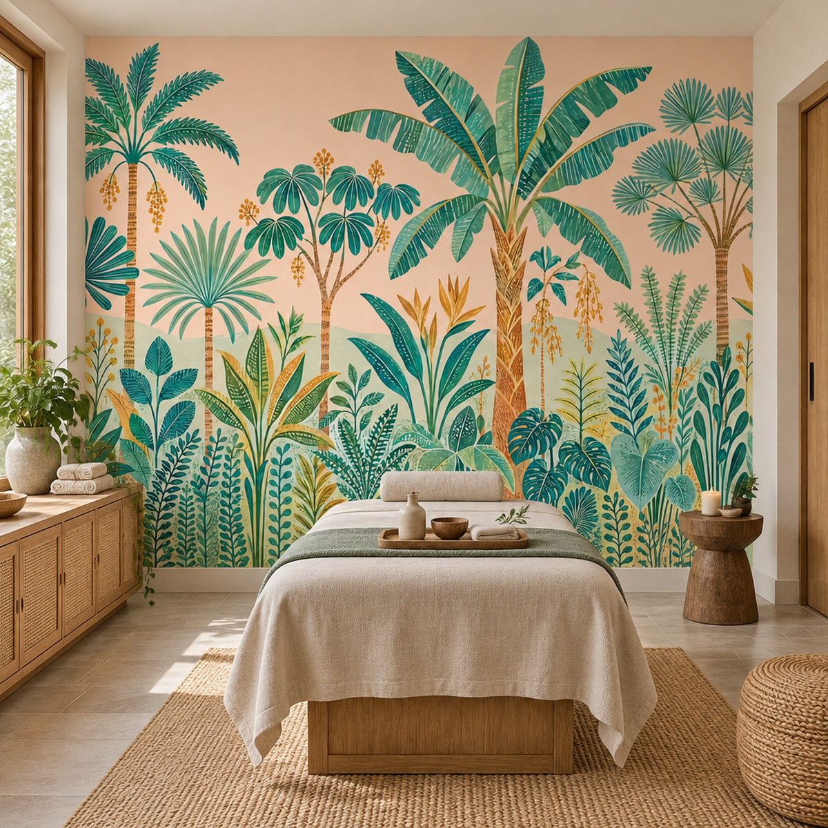 Tropical Palm Trees Wallpaper Retro Botanical Wall Mural