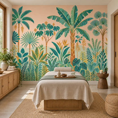 Tropical Palm Trees Wallpaper Retro Botanical Wall Mural