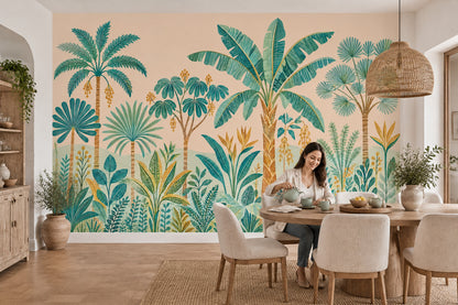 Tropical Palm Trees Wallpaper Retro Botanical Wall Mural