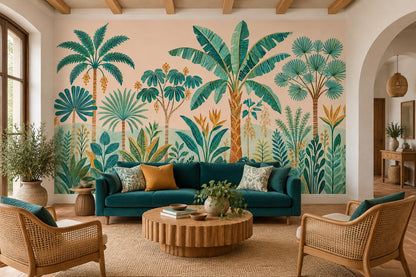 Tropical Palm Trees Wallpaper Retro Botanical Wall Mural